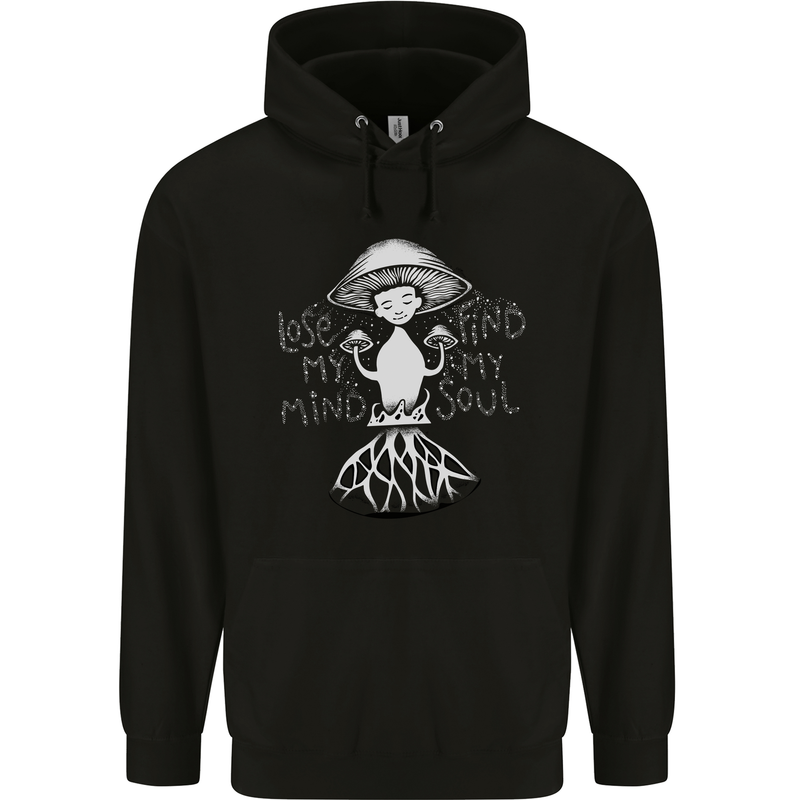 Lose My Mind Magic Mushrooms LSD Trippy Mens 80% Cotton Hoodie Black