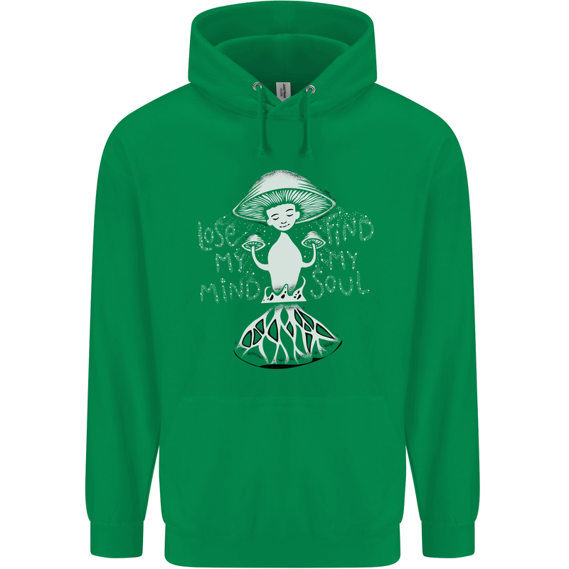 Lose My Mind Magic Mushrooms LSD Trippy Mens 80% Cotton Hoodie Irish Green