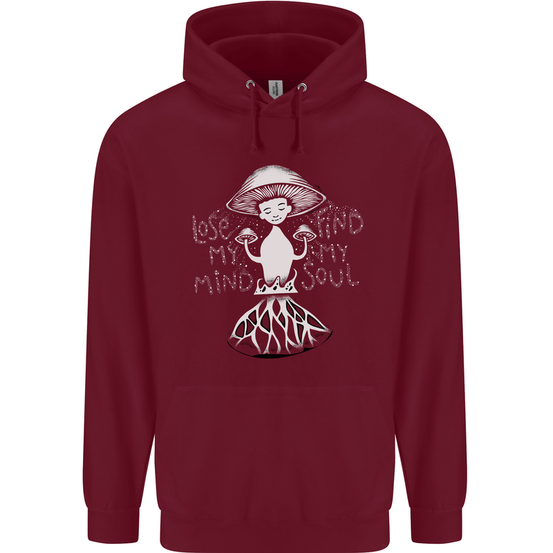 Lose My Mind Magic Mushrooms LSD Trippy Mens 80% Cotton Hoodie Maroon