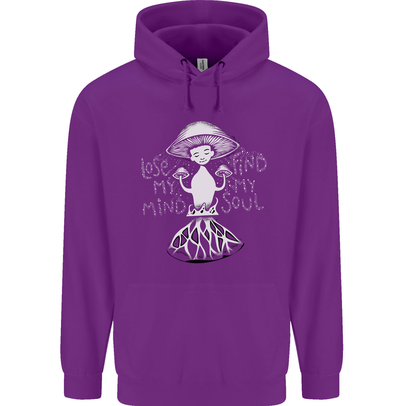 Lose My Mind Magic Mushrooms LSD Trippy Mens 80% Cotton Hoodie Purple