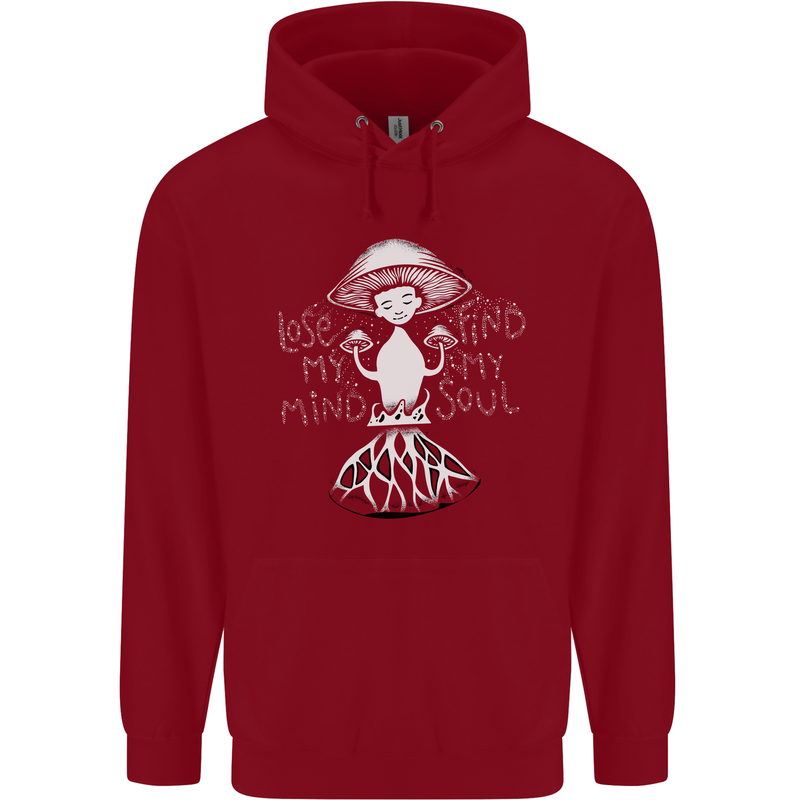 Lose My Mind Magic Mushrooms LSD Trippy Mens 80% Cotton Hoodie Red
