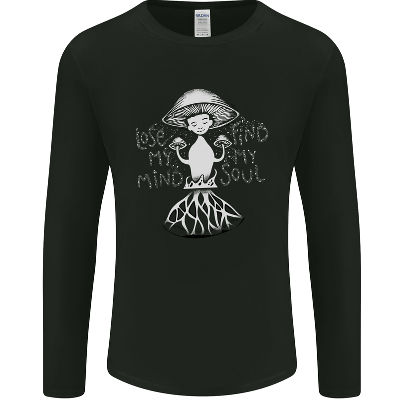 Lose My Mind Magic Mushrooms LSD Trippy Mens Long Sleeve T-Shirt Black