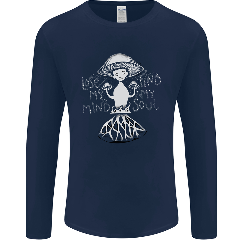 Lose My Mind Magic Mushrooms LSD Trippy Mens Long Sleeve T-Shirt Navy Blue