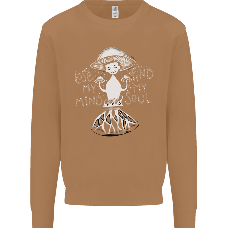 Lose My Mind Magic Mushrooms LSD Trippy Mens Sweatshirt Jumper Caramel Latte