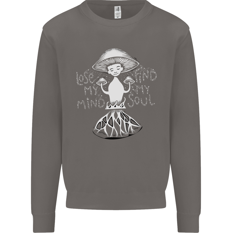 Lose My Mind Magic Mushrooms LSD Trippy Mens Sweatshirt Jumper Charcoal