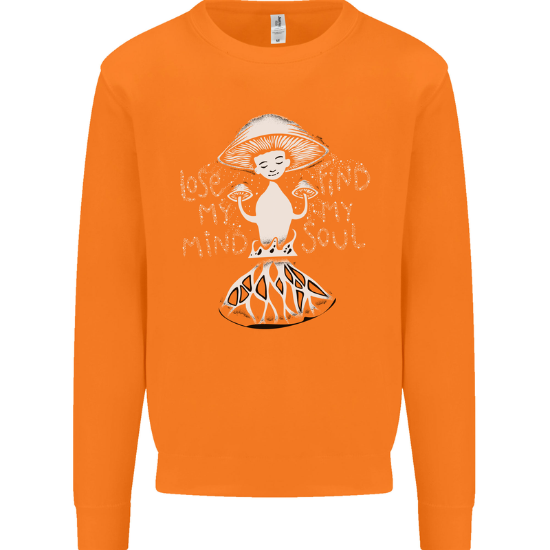 Lose My Mind Magic Mushrooms LSD Trippy Mens Sweatshirt Jumper Orange