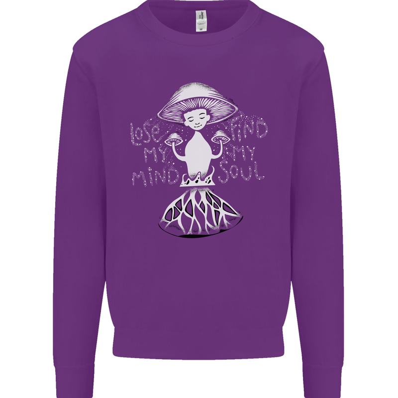 Lose My Mind Magic Mushrooms LSD Trippy Mens Sweatshirt Jumper Purple