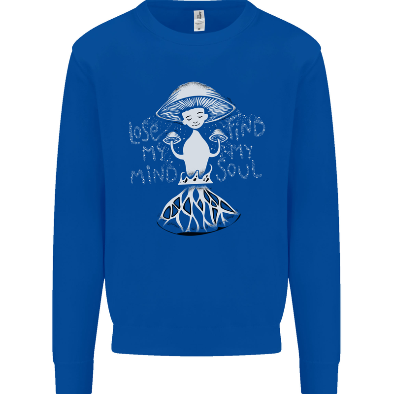 Lose My Mind Magic Mushrooms LSD Trippy Mens Sweatshirt Jumper Royal Blue