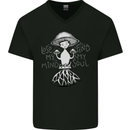 Lose My Mind Magic Mushrooms LSD Trippy Mens V-Neck Cotton T-Shirt Black