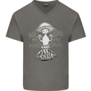 Lose My Mind Magic Mushrooms LSD Trippy Mens V-Neck Cotton T-Shirt Charcoal