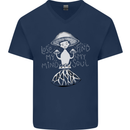 Lose My Mind Magic Mushrooms LSD Trippy Mens V-Neck Cotton T-Shirt Navy Blue