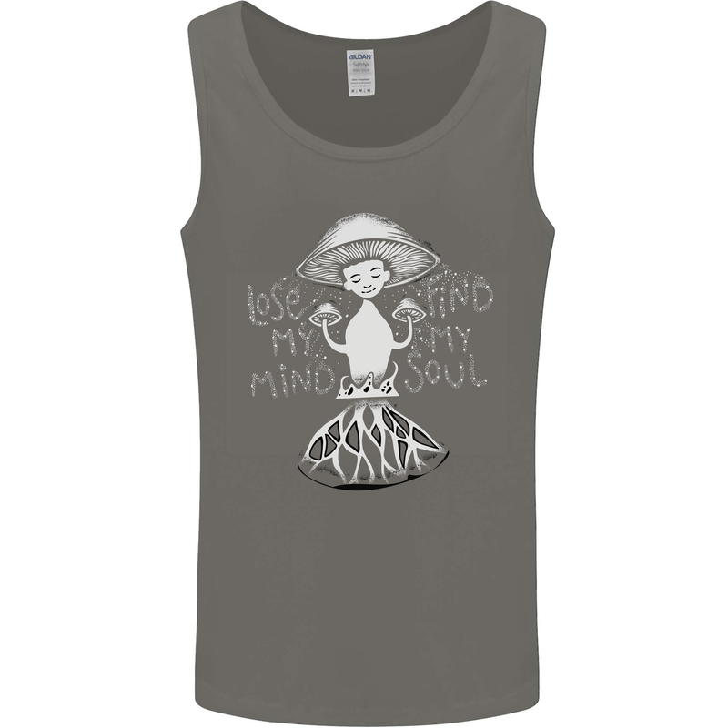 Lose My Mind Magic Mushrooms LSD Trippy Mens Vest Tank Top Charcoal