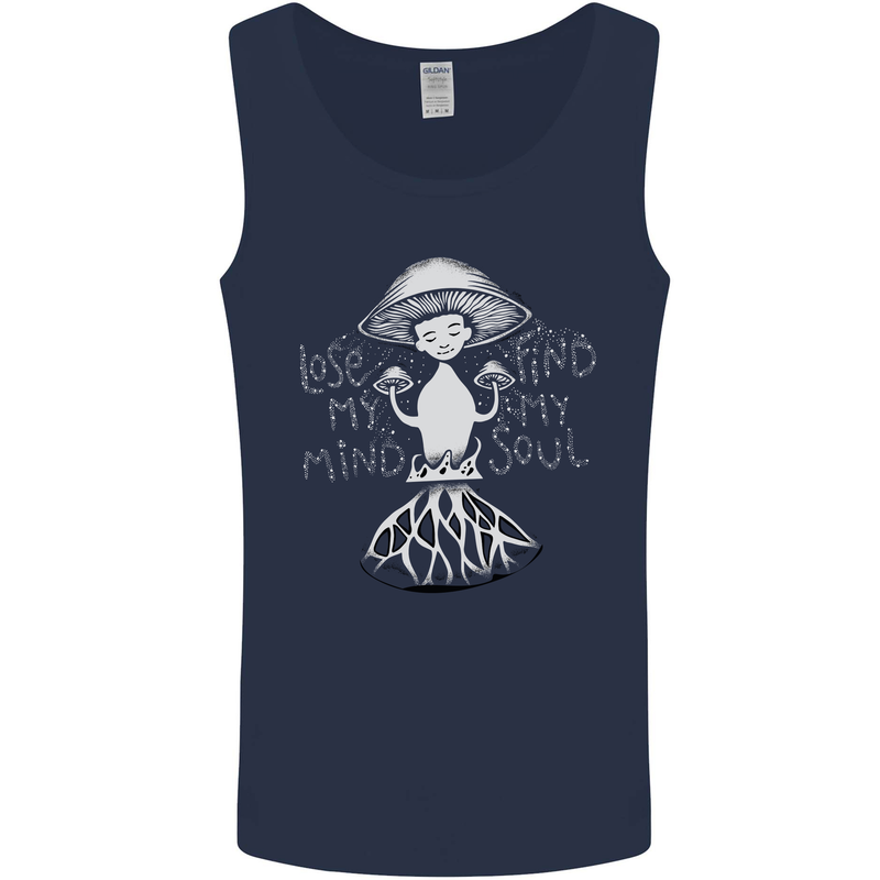 Lose My Mind Magic Mushrooms LSD Trippy Mens Vest Tank Top Navy Blue