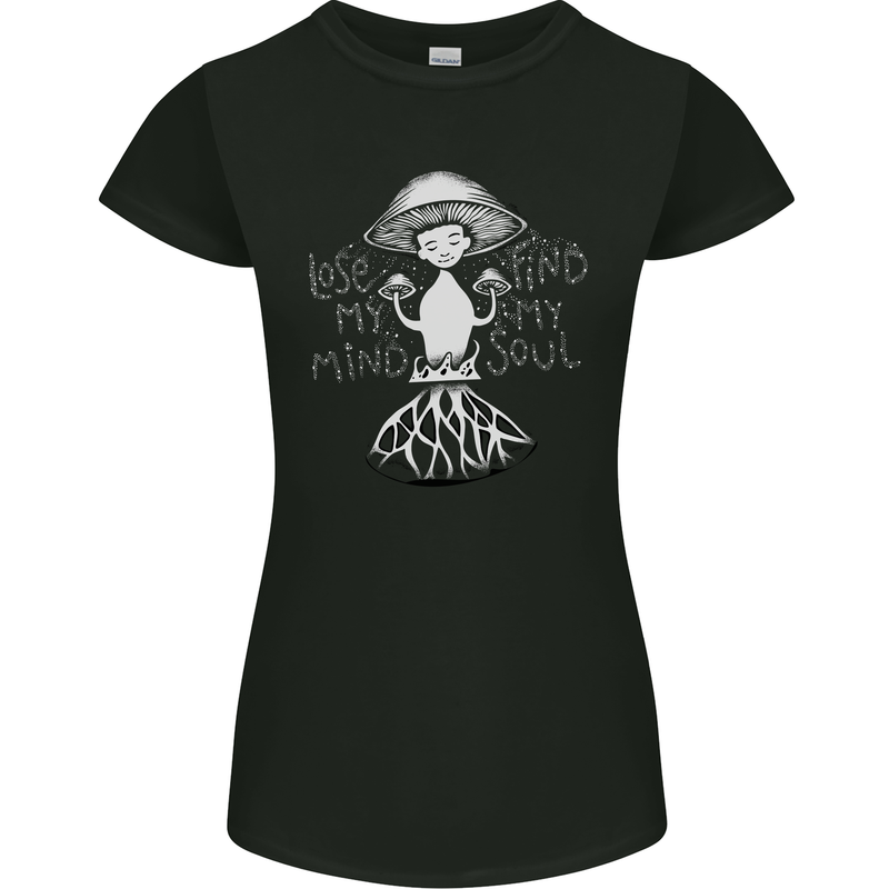 Lose My Mind Magic Mushrooms LSD Trippy Womens Petite Cut T-Shirt Black