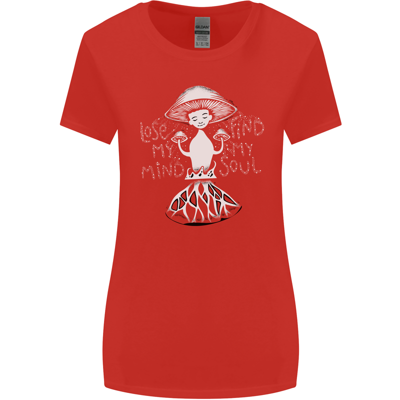 Lose My Mind Magic Mushrooms LSD Trippy Womens Wider Cut T-Shirt Red