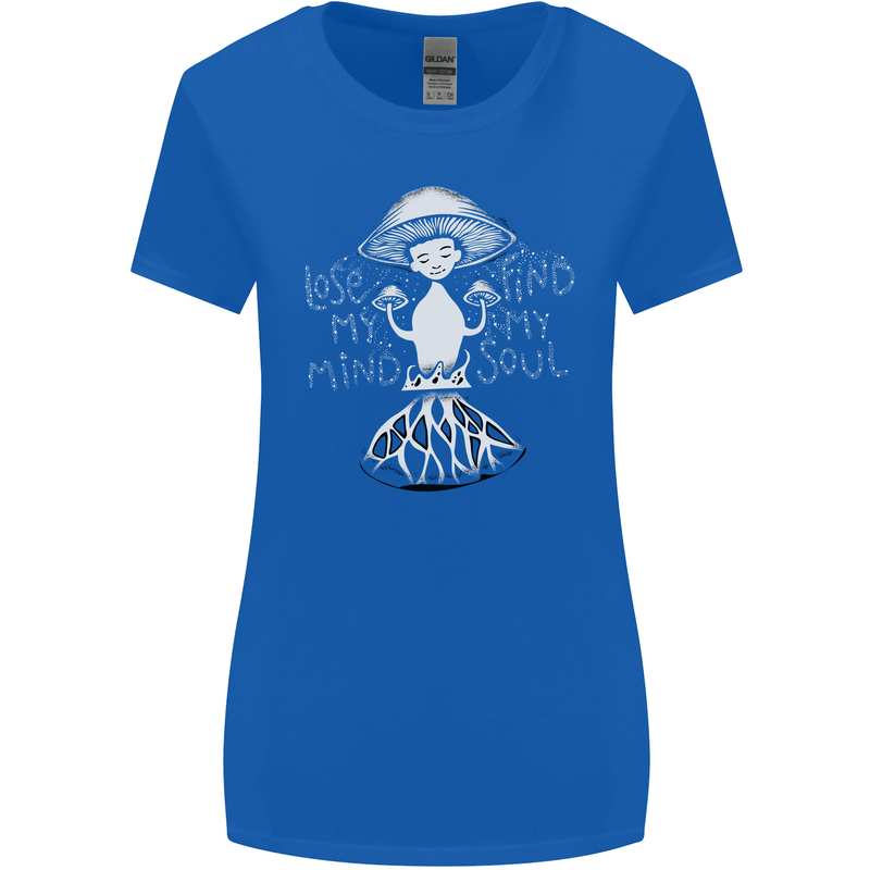Lose My Mind Magic Mushrooms LSD Trippy Womens Wider Cut T-Shirt Royal Blue