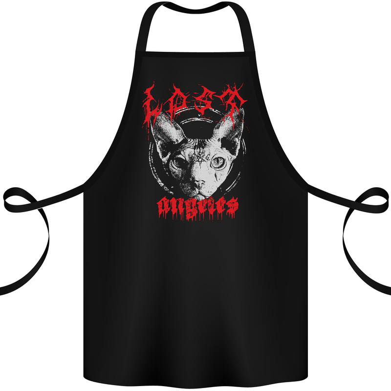 Lost Angels Demonc Evil Cat Heavy Metal Cotton Apron 100% Organic Black