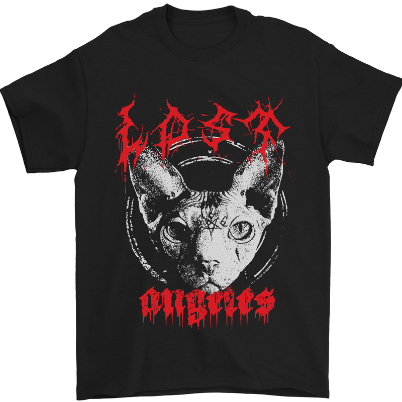 Lost Angels Demonc Evil Cat Heavy Metal Mens T-Shirt Cotton Gildan Black