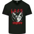 Lost Angels Demonc Evil Cat Heavy Metal Mens V-Neck Cotton T-Shirt Black