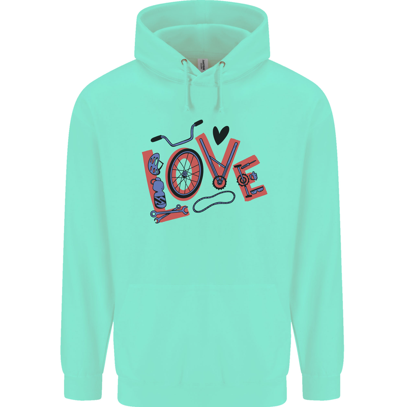 Love Cycling Funny Bicycle Bike Childrens Kids Hoodie Peppermint