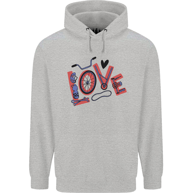 Love Cycling Funny Bicycle Bike Childrens Kids Hoodie Sports Grey