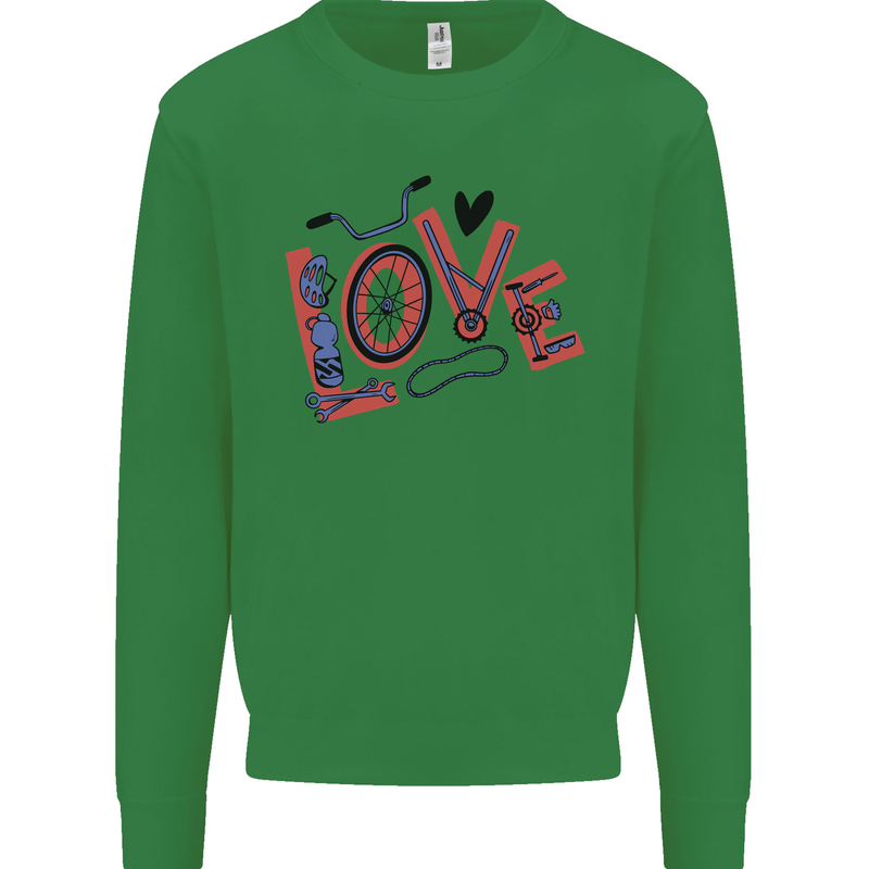 Love Cycling Funny Bicycle Bike Kids Sweatshirt Jumper Irish Green