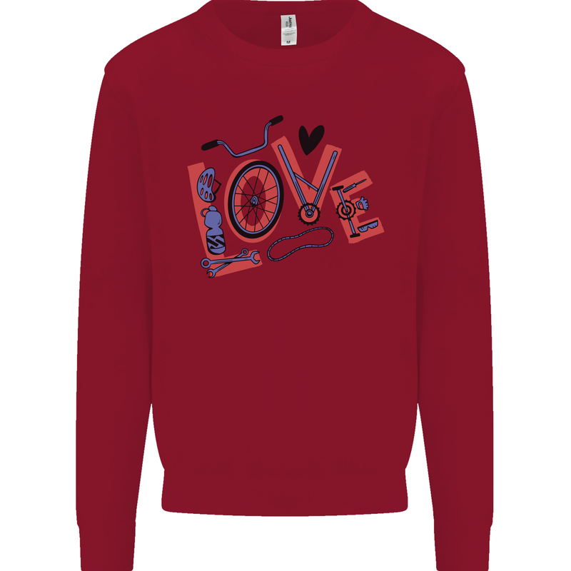 Love Cycling Funny Bicycle Bike Kids Sweatshirt Jumper Red