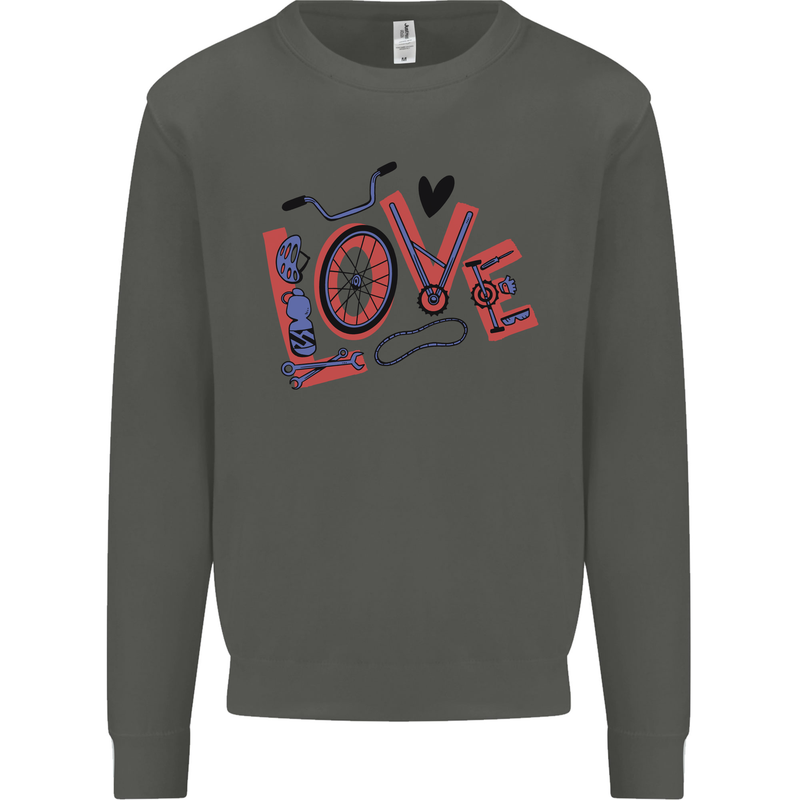 Love Cycling Funny Bicycle Bike Kids Sweatshirt Jumper Storm Grey