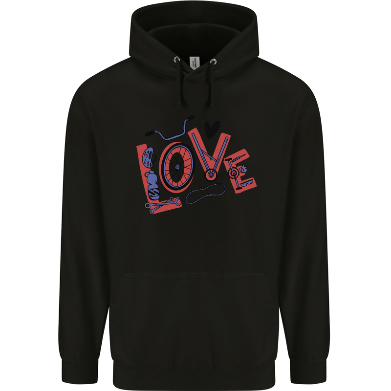Love Cycling Funny Bicycle Bike Mens 80% Cotton Hoodie Black