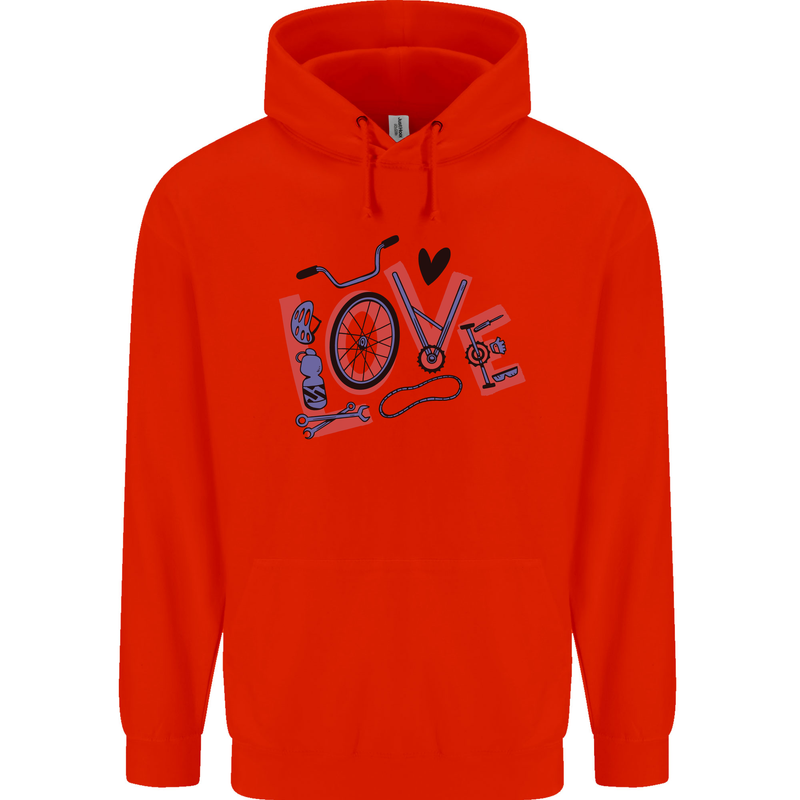 Love Cycling Funny Bicycle Bike Mens 80% Cotton Hoodie Bright Red