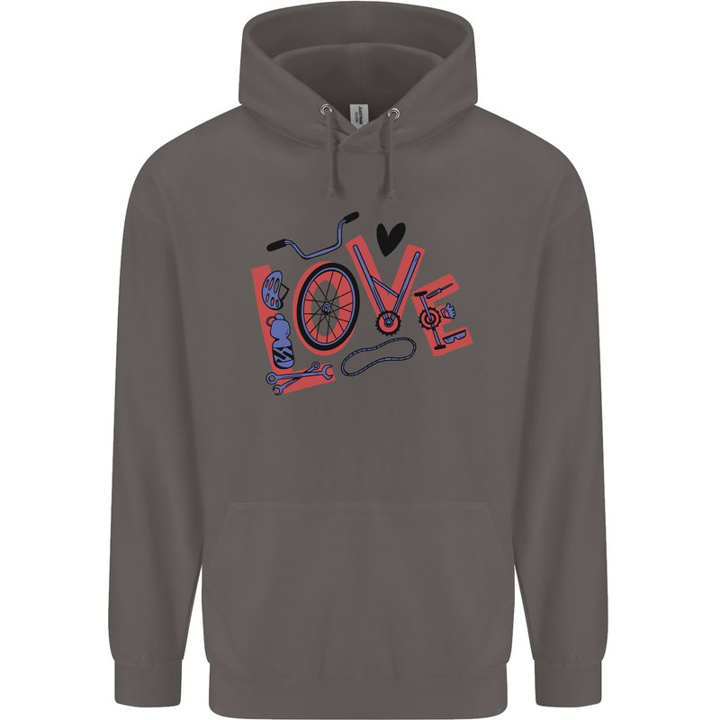 Love Cycling Funny Bicycle Bike Mens 80% Cotton Hoodie Charcoal