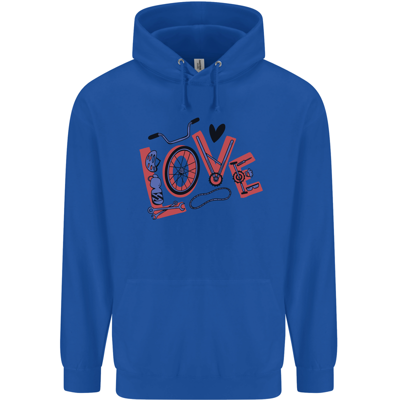 Love Cycling Funny Bicycle Bike Mens 80% Cotton Hoodie Royal Blue