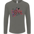 Love Cycling Funny Bicycle Bike Mens Long Sleeve T-Shirt Charcoal