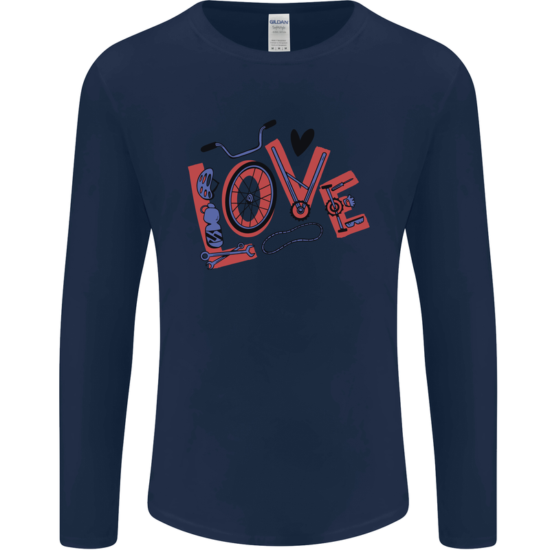 Love Cycling Funny Bicycle Bike Mens Long Sleeve T-Shirt Navy Blue