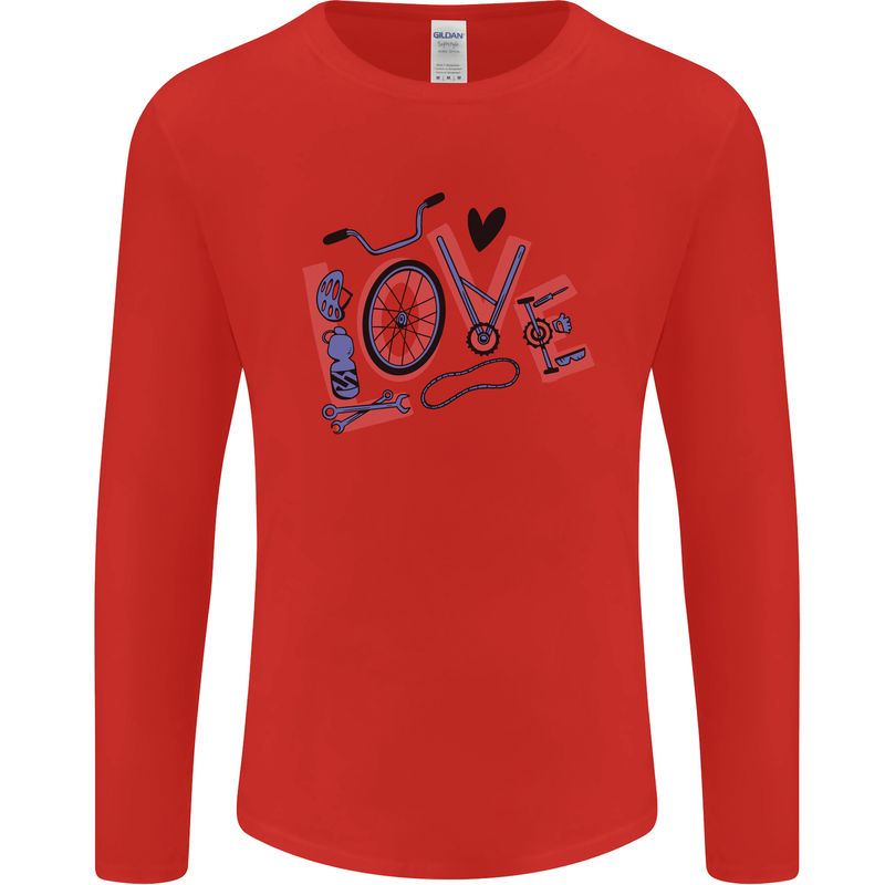 Love Cycling Funny Bicycle Bike Mens Long Sleeve T-Shirt Red
