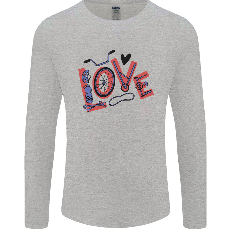 Love Cycling Funny Bicycle Bike Mens Long Sleeve T-Shirt Sports Grey