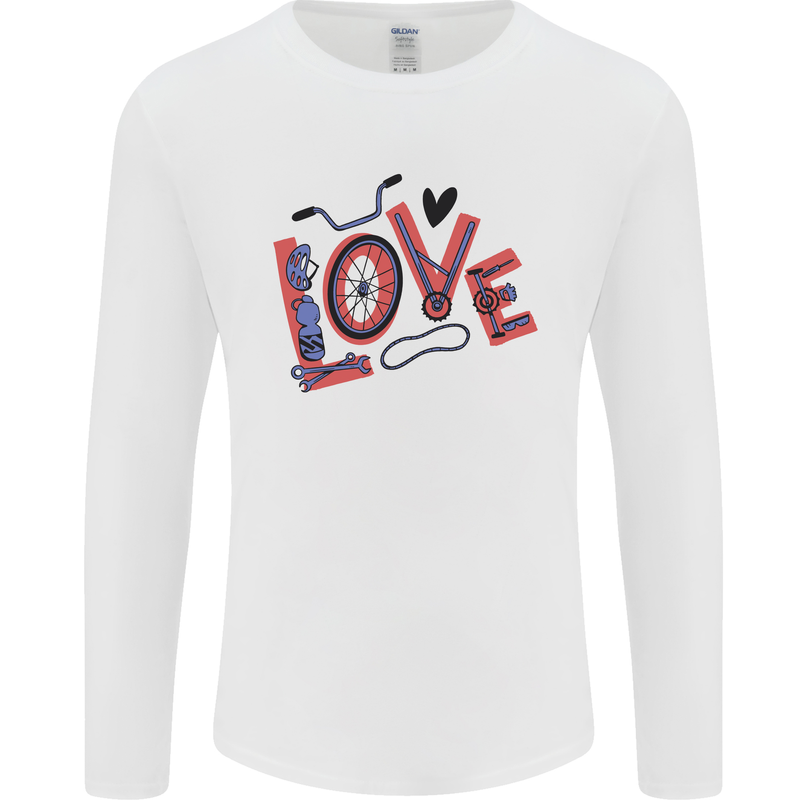 Love Cycling Funny Bicycle Bike Mens Long Sleeve T-Shirt White