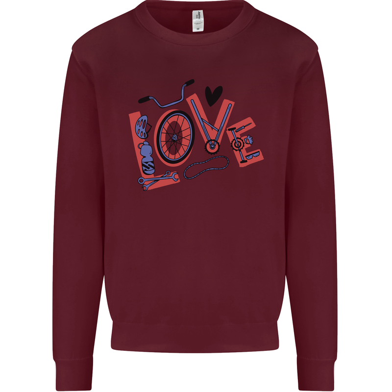 Love Cycling Funny Bicycle Bike Mens Sweatshirt Jumper Maroon