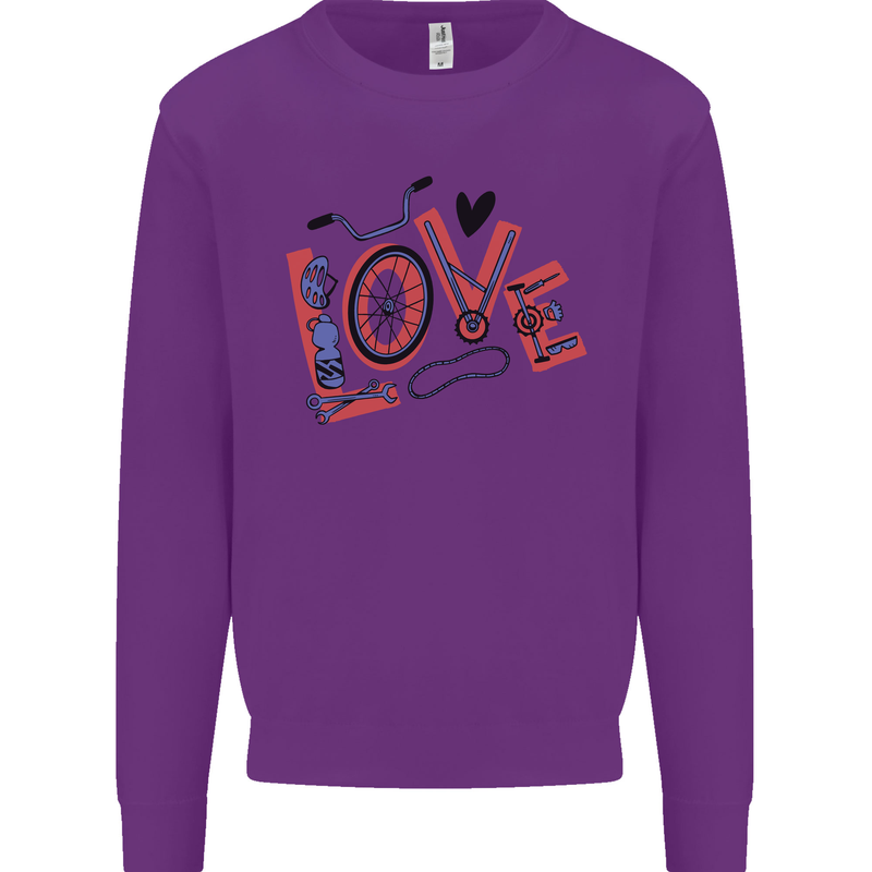 Love Cycling Funny Bicycle Bike Mens Sweatshirt Jumper Purple
