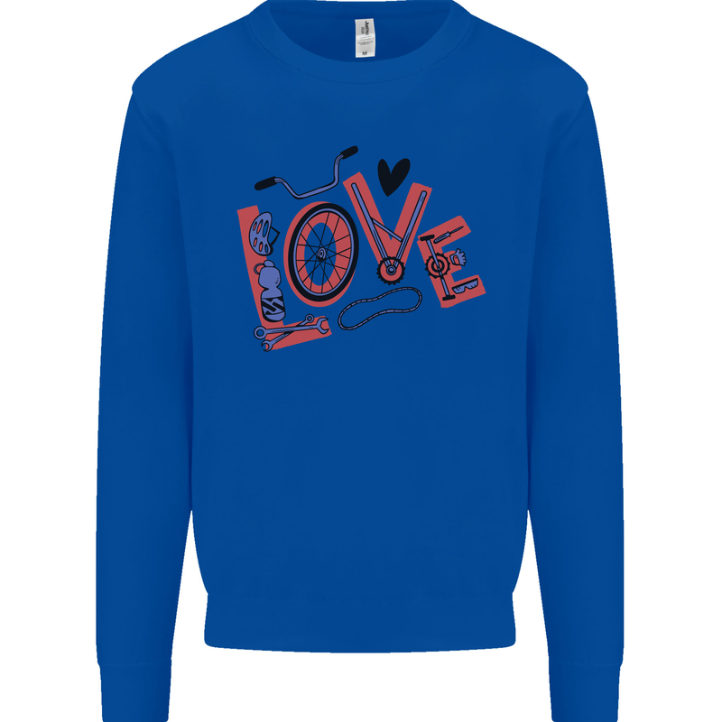 Love Cycling Funny Bicycle Bike Mens Sweatshirt Jumper Royal Blue