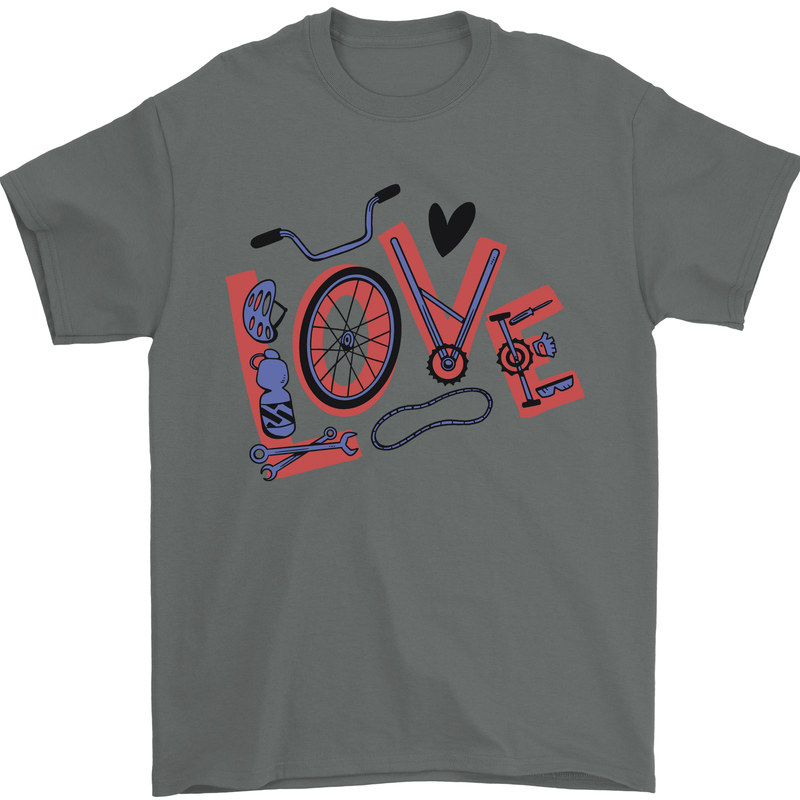 Love Cycling Funny Bicycle Bike Mens T-Shirt Cotton Gildan Charcoal
