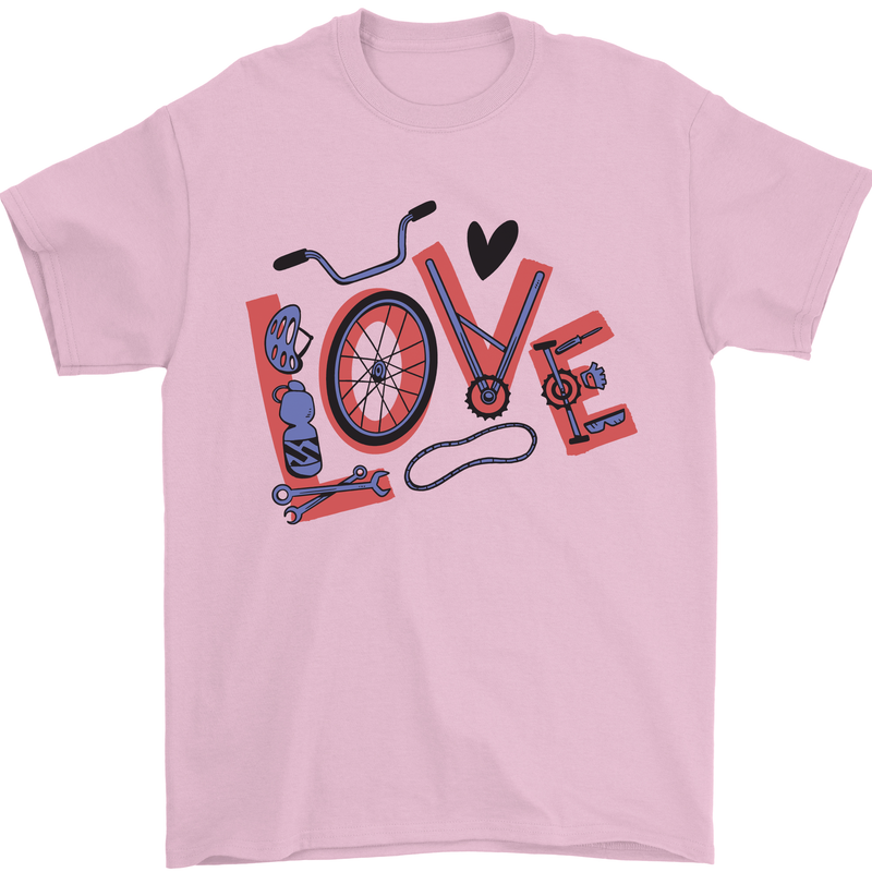 Love Cycling Funny Bicycle Bike Mens T-Shirt Cotton Gildan Light Pink