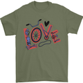 Love Cycling Funny Bicycle Bike Mens T-Shirt Cotton Gildan Military Green