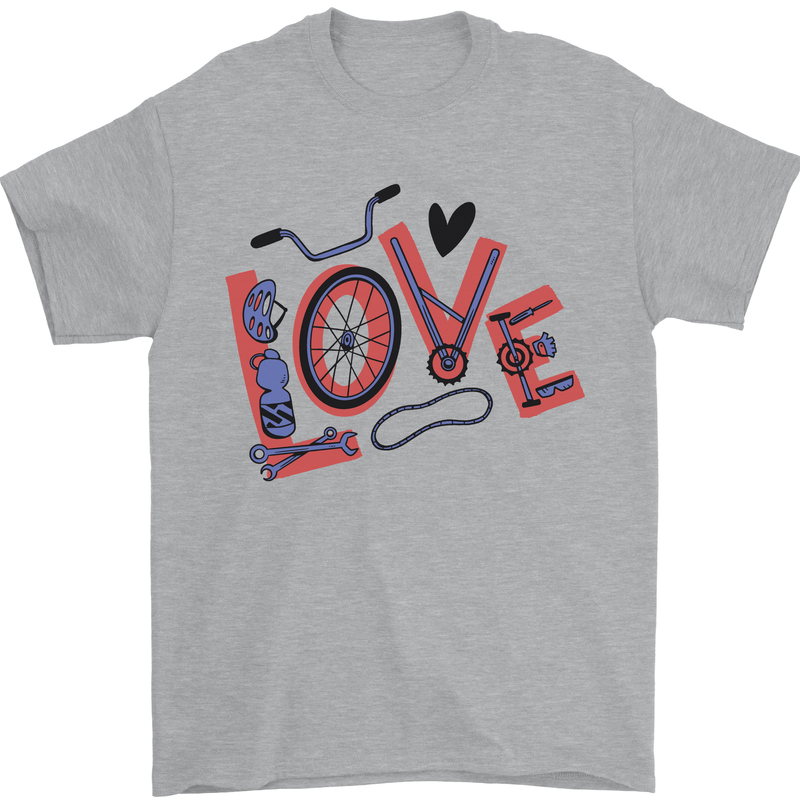 Love Cycling Funny Bicycle Bike Mens T-Shirt Cotton Gildan Sports Grey
