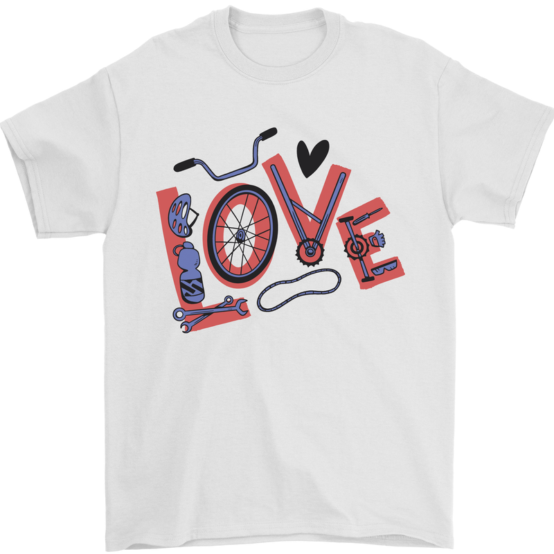 Love Cycling Funny Bicycle Bike Mens T-Shirt Cotton Gildan White