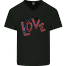 Love Cycling Funny Bicycle Bike Mens V-Neck Cotton T-Shirt Black