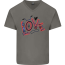Love Cycling Funny Bicycle Bike Mens V-Neck Cotton T-Shirt Charcoal