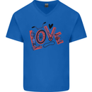 Love Cycling Funny Bicycle Bike Mens V-Neck Cotton T-Shirt Royal Blue