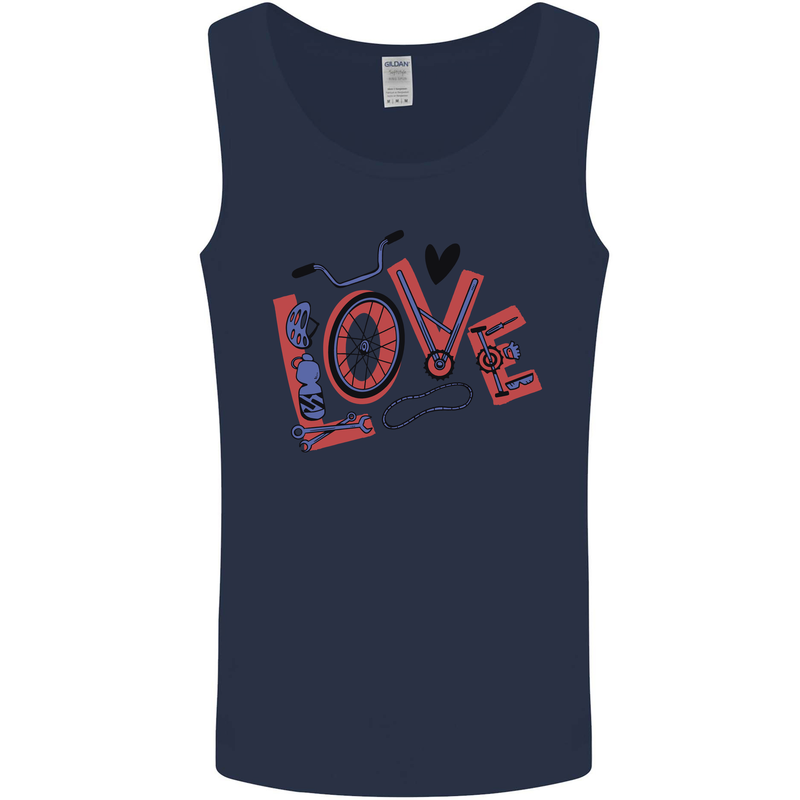 Love Cycling Funny Bicycle Bike Mens Vest Tank Top Navy Blue