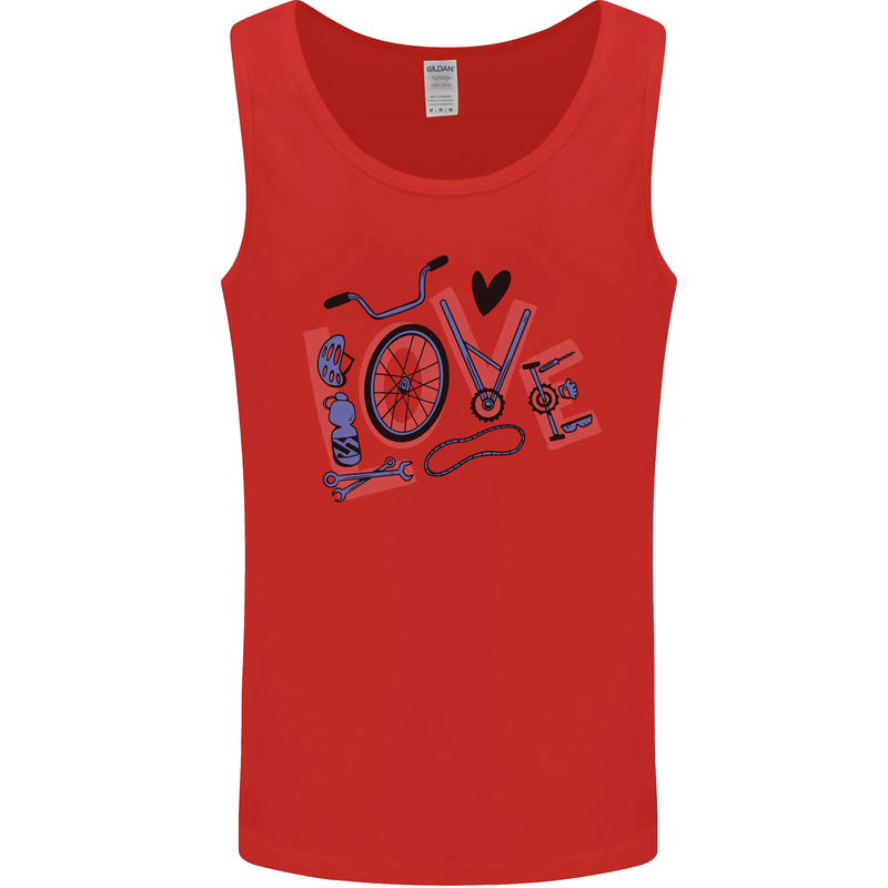 Love Cycling Funny Bicycle Bike Mens Vest Tank Top Red
